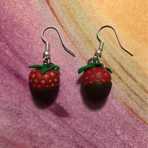 SOLD/Chocolate-Dipped Strawberry Earrings